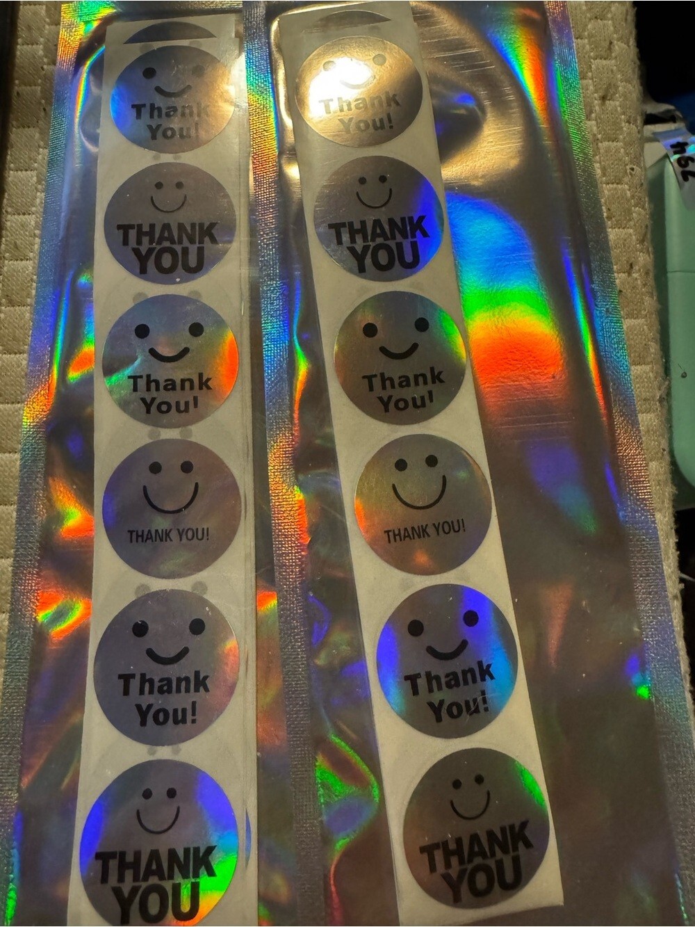 ⭐ 60 Holographic Thank You Stickers Smiley Face Business Packaging Labels (Copy)